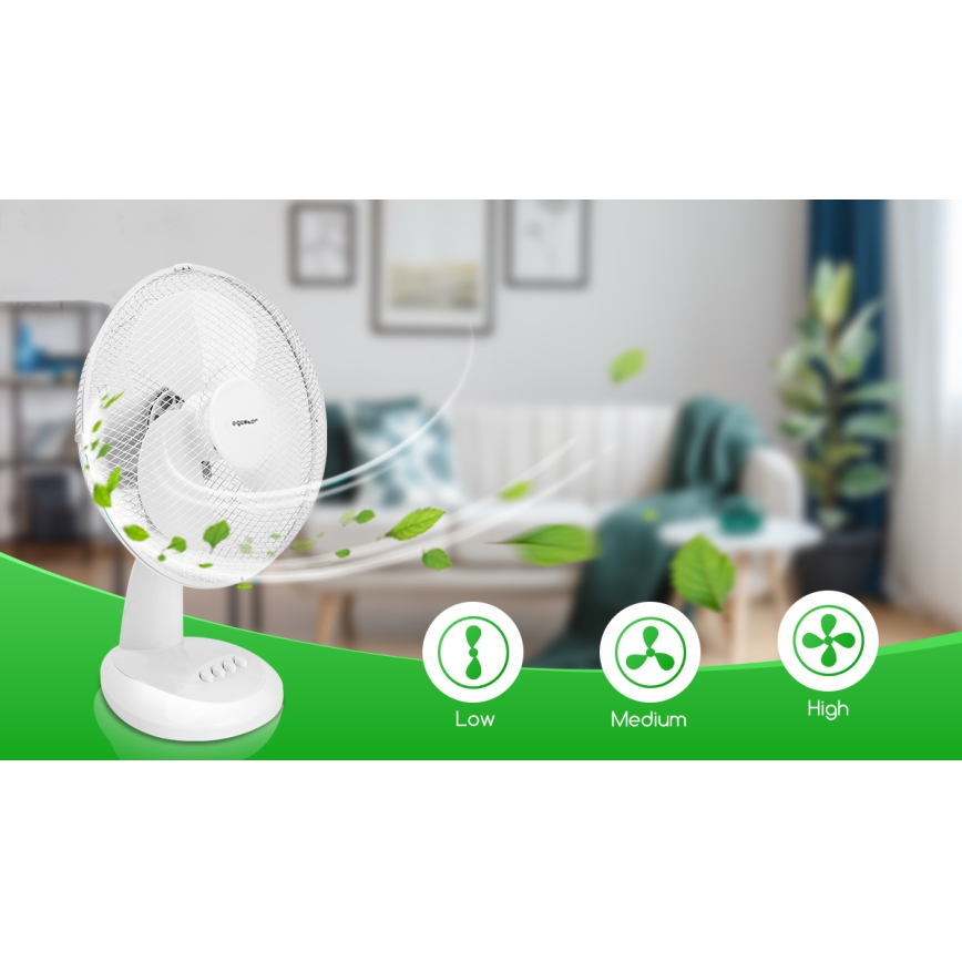 Aigostar - Stolný ventilátor 35W/230V 34 cm biela