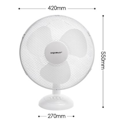 Aigostar - Stolný ventilátor 45W/230V 34 cm biela