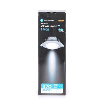 Aigostar - SÚPRAVA 3x LED Podhľadové svietidlo LED/5W/230V 6500K pr. 8,5 cm biela