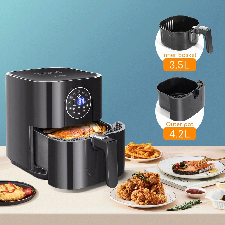 Aigostar - Teplovzdušná fritéza 1500W/230V 3,5l čierna