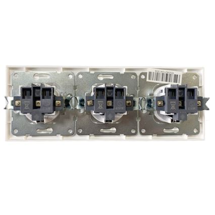 Aigostar - Trojitá domová zásuvka so rámčekom SCHUKO 230V biela