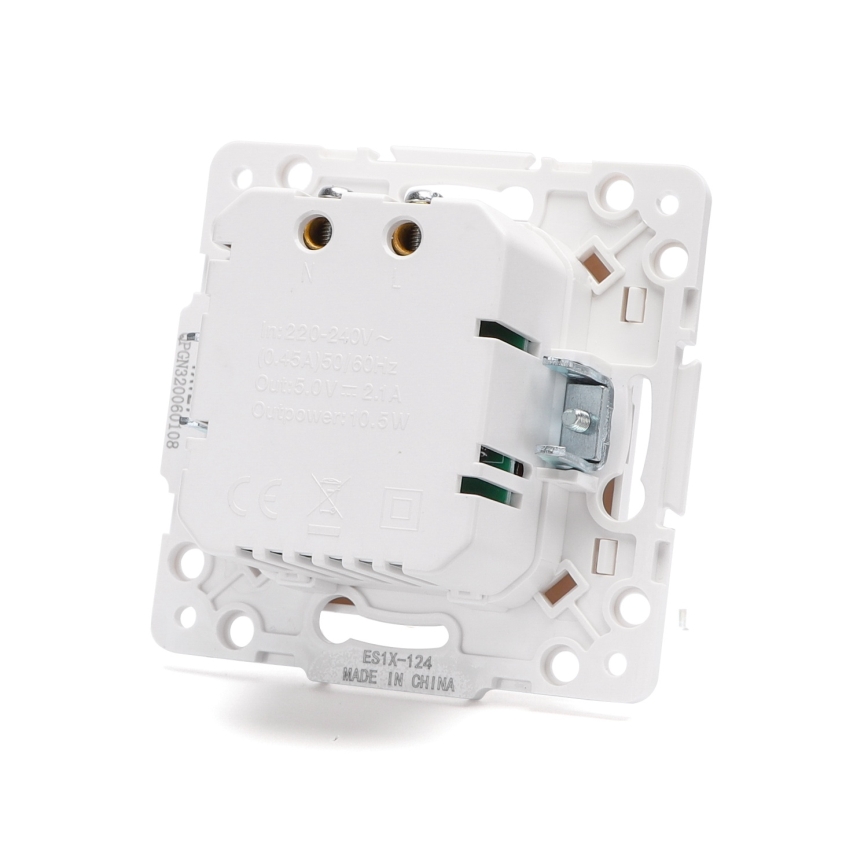 Aigostar - USB napájacia zásuvka bez rámika 2x USB-A biela