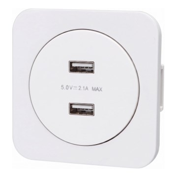 Aigostar - USB napájacia zásuvka s rámčekom 2x USB-A biela
