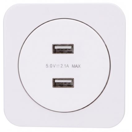 Aigostar - USB napájacia zásuvka s rámčekom 2x USB-A biela