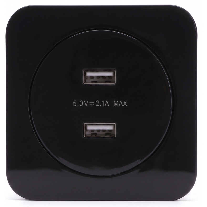 Aigostar - USB napájacia zásuvka s rámčekom 2x USB-A čierna