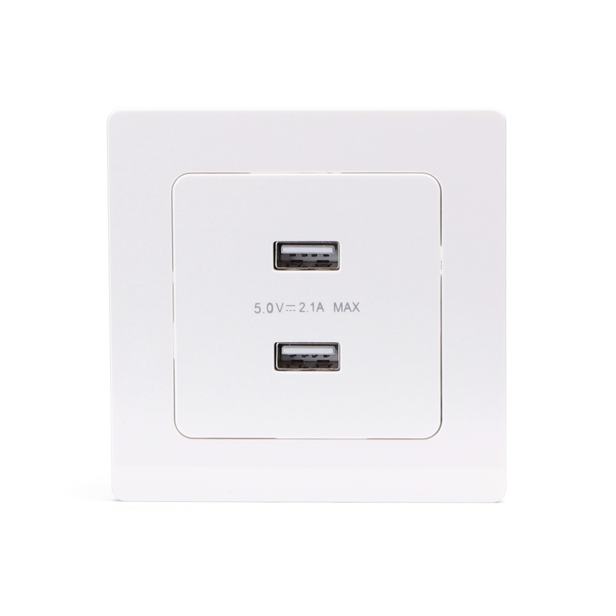 Aigostar - USB napájacia zásuvka s rámikom 2x USB-A biela