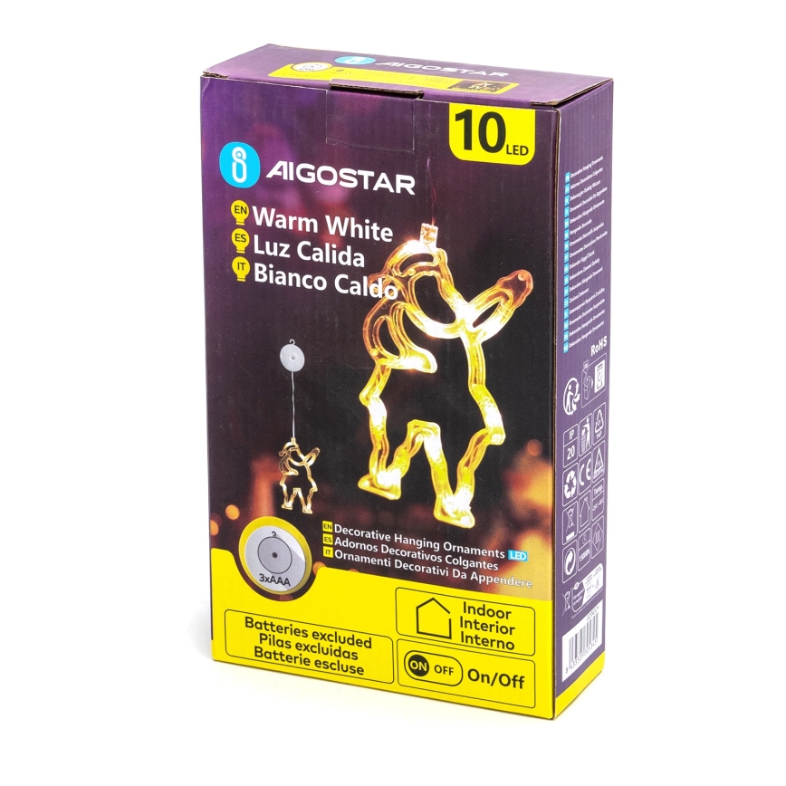 Aigostar - Vianočná LED dekorácia 10xLED/3xAAA Santa Claus 20 cm