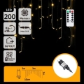 Aigostar - vonkajší LED vianočný svetelný reťazec 200xLED/6W/230V/8 funkcií 3x1m IP44 teplá biela + diaľkové ovládanie