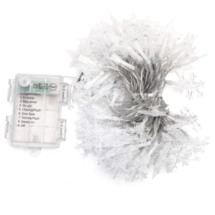 Aigostar - LED vonkajší vianočný reťazec 100xLED/8 funkcií 3xAA 10 m IP44 studená biela