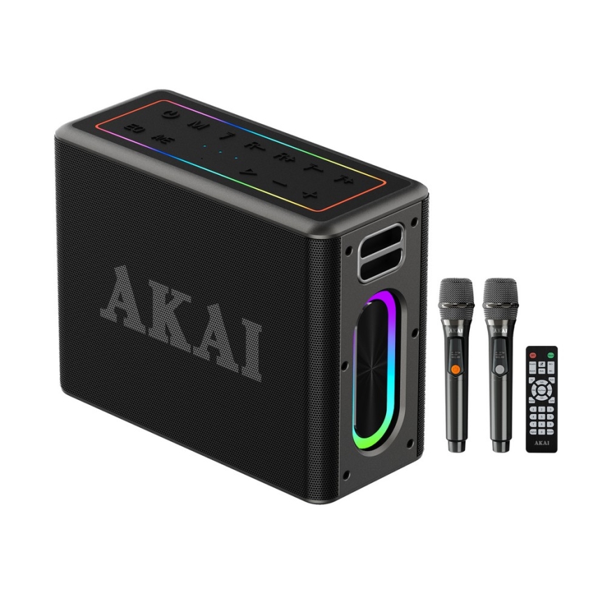 AKAI ABTSW-120 - Bezdrôtový reproduktor s dvoma mikrofónmi 80 W/4000 mAh IPX6