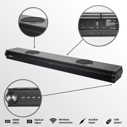 AKAI ASB-29 - Soundbar s aktívnym subwooferom 120W/230V + diaľkové ovládanie