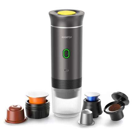 Aligator ACM002 - Prenosný nabíjací kávovar PortaCaffé 3 v 1 72W/7500 mAh sivá