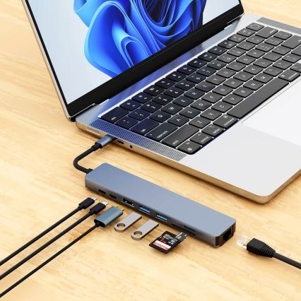Aligator AHUB001 - USB-C rozbočovač 8 v 1