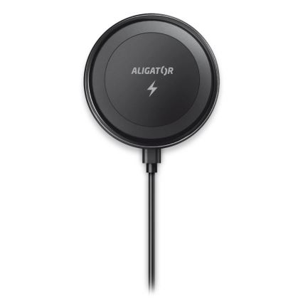 Aligator AMS05BK - Magnetický držiak telefónu do auta s bezdrôtovým nabíjaním Qi 15W a MagSafe čierna