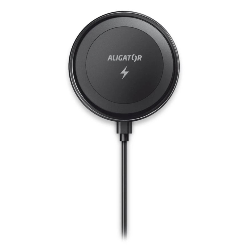 Aligator AMS05BK - Magnetický držiak telefónu do auta s bezdrôtovým nabíjaním Qi 15W a MagSafe čierna