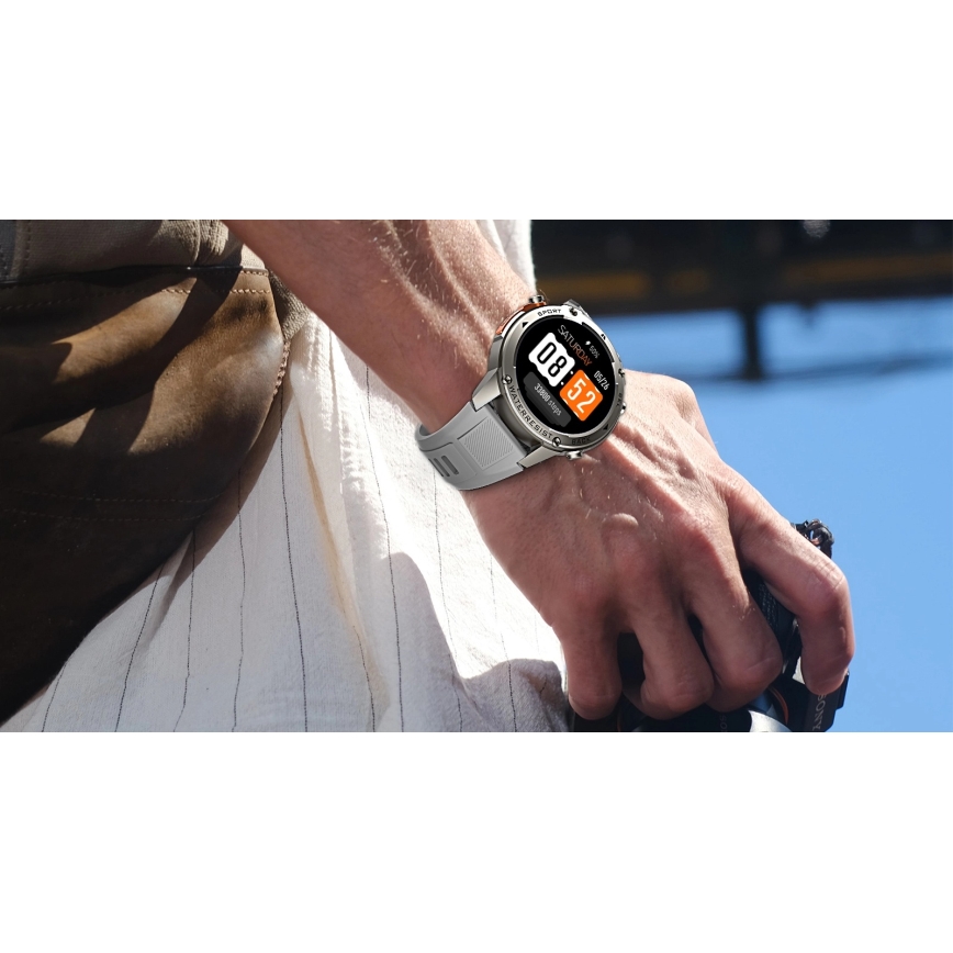 Aligator AW12SR - Inteligentné hodinky Watch GPS 500 mAh IP69K strieborné