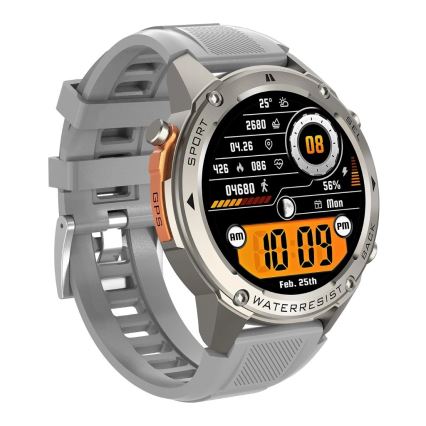 Aligator AW12SR - Inteligentné hodinky Watch GPS 500 mAh IP69K strieborné