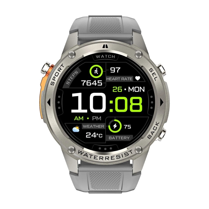 Aligator AW12SR - Inteligentné hodinky Watch GPS 500 mAh IP69K strieborné