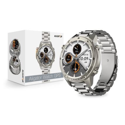 Aligator AW12SR - Inteligentné hodinky Watch GPS 500 mAh IP69K strieborné