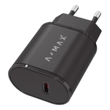 Aligator AX0002V - Rýchlonabíjací adaptér A-MAX Power Delivery 20W USB-C čierny