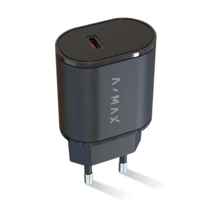 Aligator AX0002V - Rýchlonabíjací adaptér A-MAX Power Delivery 20W USB-C čierny