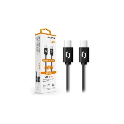 Aligator DATKP48 - USB kábel USB-C/USB-C, 65 W Power Delivery, 1,5 m, čierny