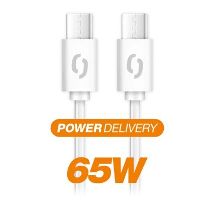 Aligator DATKP55 - USB kábel USB-C / USB-C 65W Power Delivery 0,5 m biely