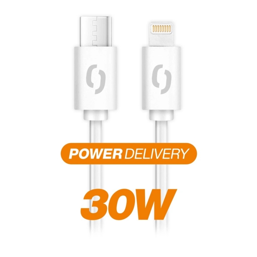 Aligator DATKP57 - USB kábel USB-C / Lightning, 30 W Power Delivery (PD), 0,5 m, biely