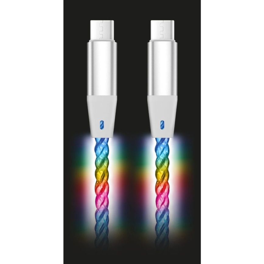 Aligator DATKP62 - USB kábel USB-C / USB-C s LED podsvietením 65 W Power Delivery 1,2 m