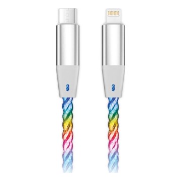 Aligator DATKP63 - USB kábel USB-C / Lightning s LED podsvietením 30W Power Delivery 1,2 m
