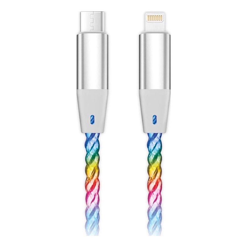 Aligator DATKP63 - USB kábel USB-C / Lightning s LED podsvietením 30W Power Delivery 1,2 m