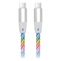 Aligator DATKP64 - USB kábel USB-C / USB-C s LED podsvietením 65W Power Delivery 0,5 m