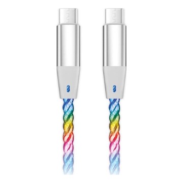 Aligator DATKP64 - USB kábel USB-C / USB-C s LED podsvietením 65W Power Delivery 0,5 m