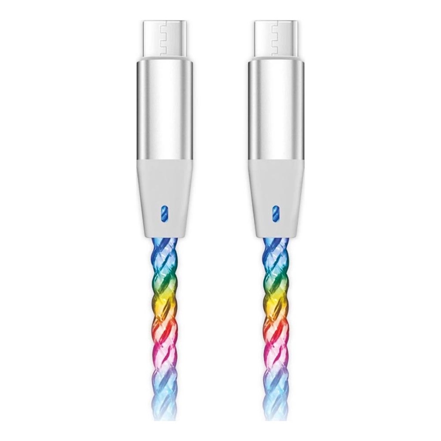 Aligator DATKP64 - USB kábel USB-C / USB-C s LED podsvietením 65W Power Delivery 0,5 m