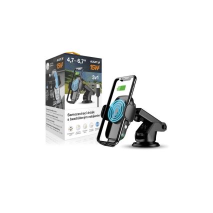 Aligator HAK2 - Automatický držiak telefónu do auta s bezdrôtovým nabíjaním Qi 15W čierny
