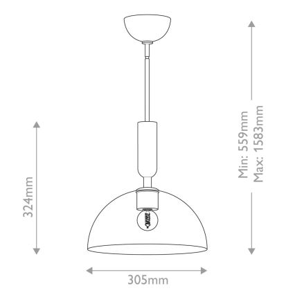 Alora Mood - Luster na tyči JUDE 1xE27/60W/230V čierna