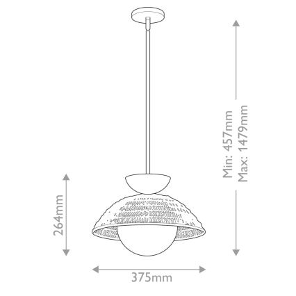 Alora Mood - Luster na tyči PERTH 1xE27/60W/230V pr. 37,5 cm zlatý