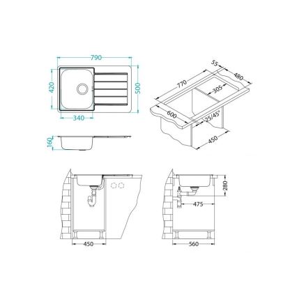 ALVEUS 1069147 - Kuchynský drez LINE 79x50 cm nerez/satén