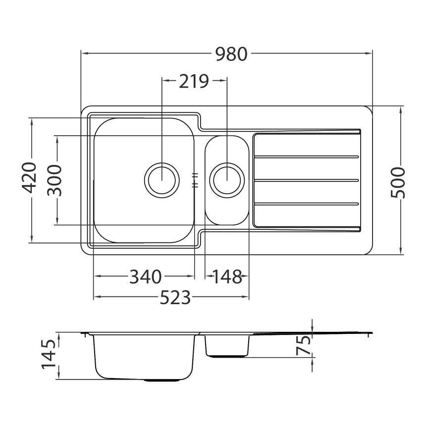 ALVEUS 1082440 - Kuchynský drez LINE 98x50 cm nerezová oceľ/satén