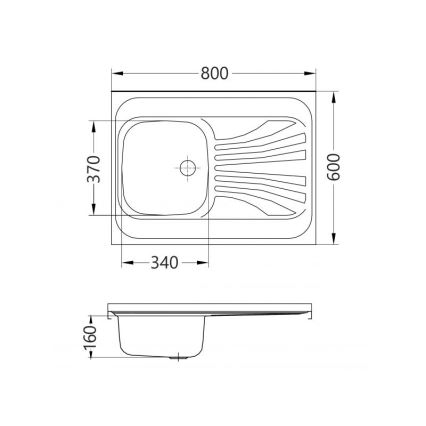 ALVEUS 1095618 - Kuchynský drez CLASSIC 80x60 cm, nerezový so saténovým povrchom, bez okraja, otočný
