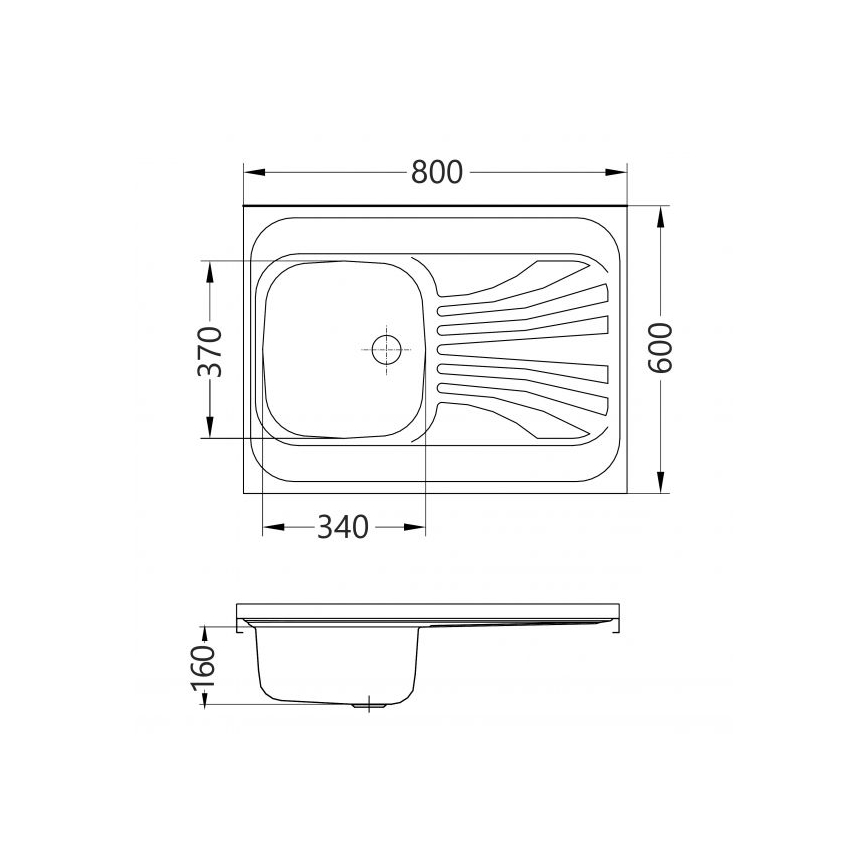 ALVEUS 1095618 - Kuchynský drez CLASSIC 80x60 cm, nerezový so saténovým povrchom, bez okraja, otočný