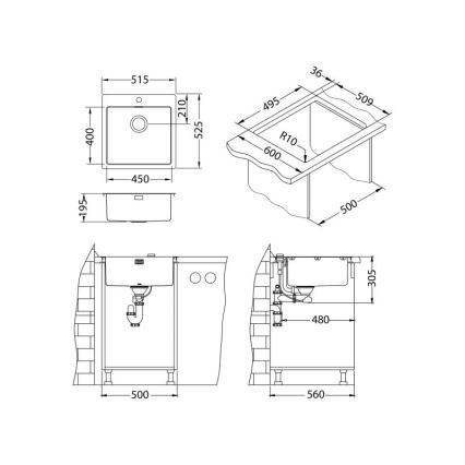 ALVEUS 1106867 - Kuchynský drez PURE 52,5x51,5 cm monarch zlatá