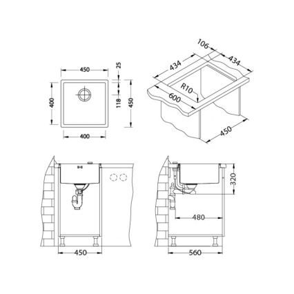 ALVEUS 1122689 - Kuchynský drez QUADRIX 45x45 cm monarch meď