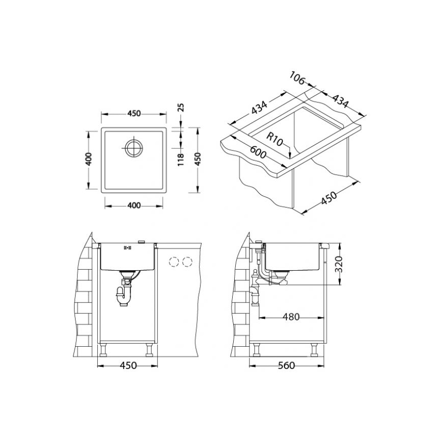ALVEUS 1122689 - Kuchynský drez QUADRIX 45x45 cm monarch meď