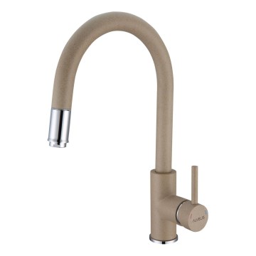 ALVEUS 1129020 - Drezová batéria s vyťahovacou sprškou DELOS 38 cm granit/béžová