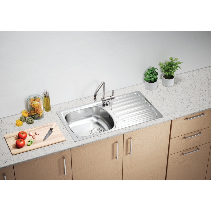 ALVEUS 1136539 - Kuchynský drez BASIC 78x43,5 cm matná oceľ/satin, veľký výpust