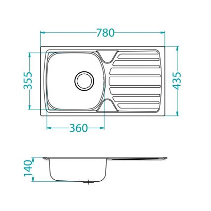 ALVEUS 1136539 - Kuchynský drez BASIC 78x43,5 cm nerez/satin, veľký odtok