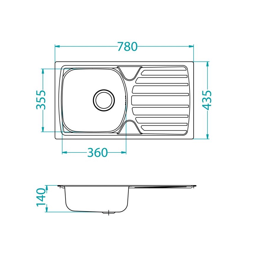 ALVEUS 1136539 - Kuchynský drez BASIC 78x43,5 cm nerez/satin, veľký odtok