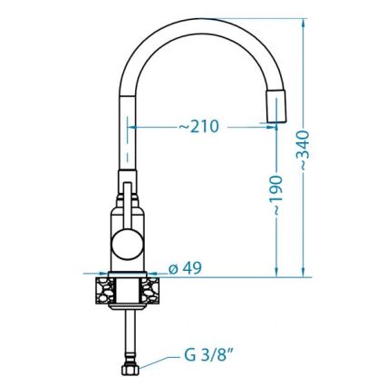 ALVEUS 1144427 - Drezová batéria s flexibilným ramienkom MINTAS 34 cm lesklý chróm/čierna