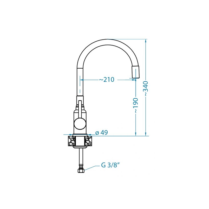 ALVEUS 1144427 - Drezová batéria s flexibilným ramienkom MINTAS 34 cm lesklý chróm/čierna